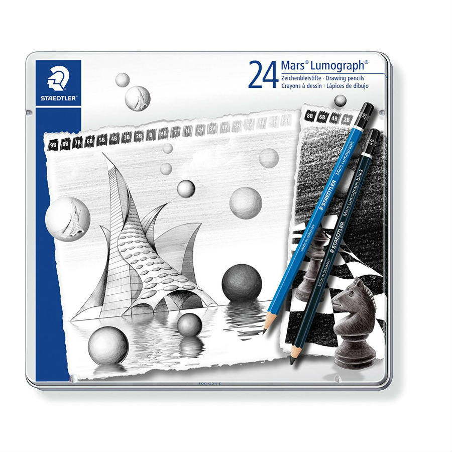 eway.ca - STD100WP4S | Staedtler-Mars Lumograph Set Drawing Pencils - Soft  - 4 Pack